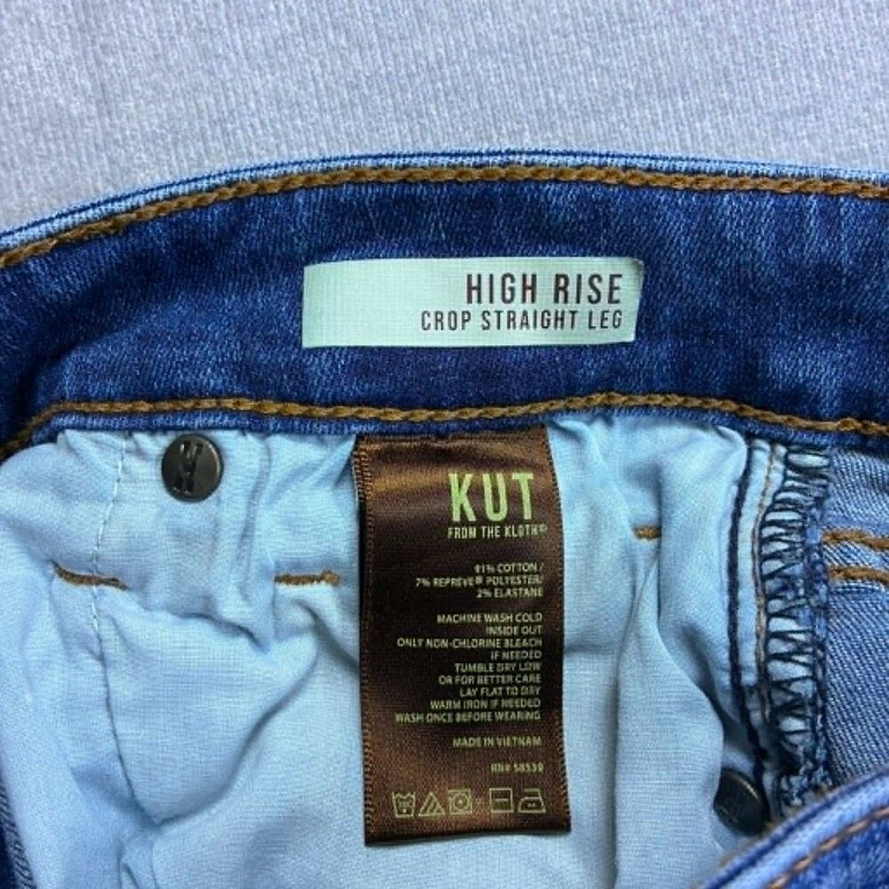 KUT From The Kloth Crop Jeans Womens 0 High Rise Straight Leg Light Wash Denim - Picture 4 of 8
